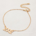 New Hot-Selling Digital Gold-Plated Anklet Women Retro Vintage Pendant Anklet